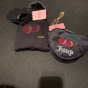 Juicy Couture Rhinestone Beanie Hat and matching crossbody purse